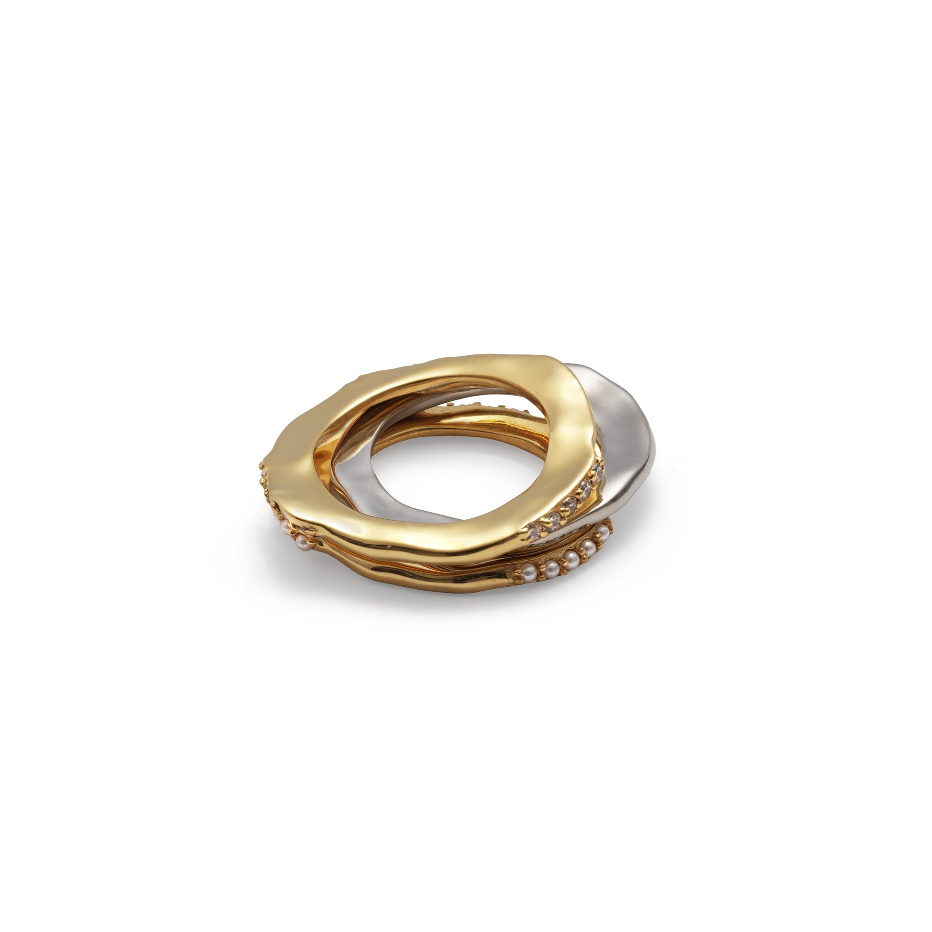 SET OF 3 MISMATCHED WAVE RINGS