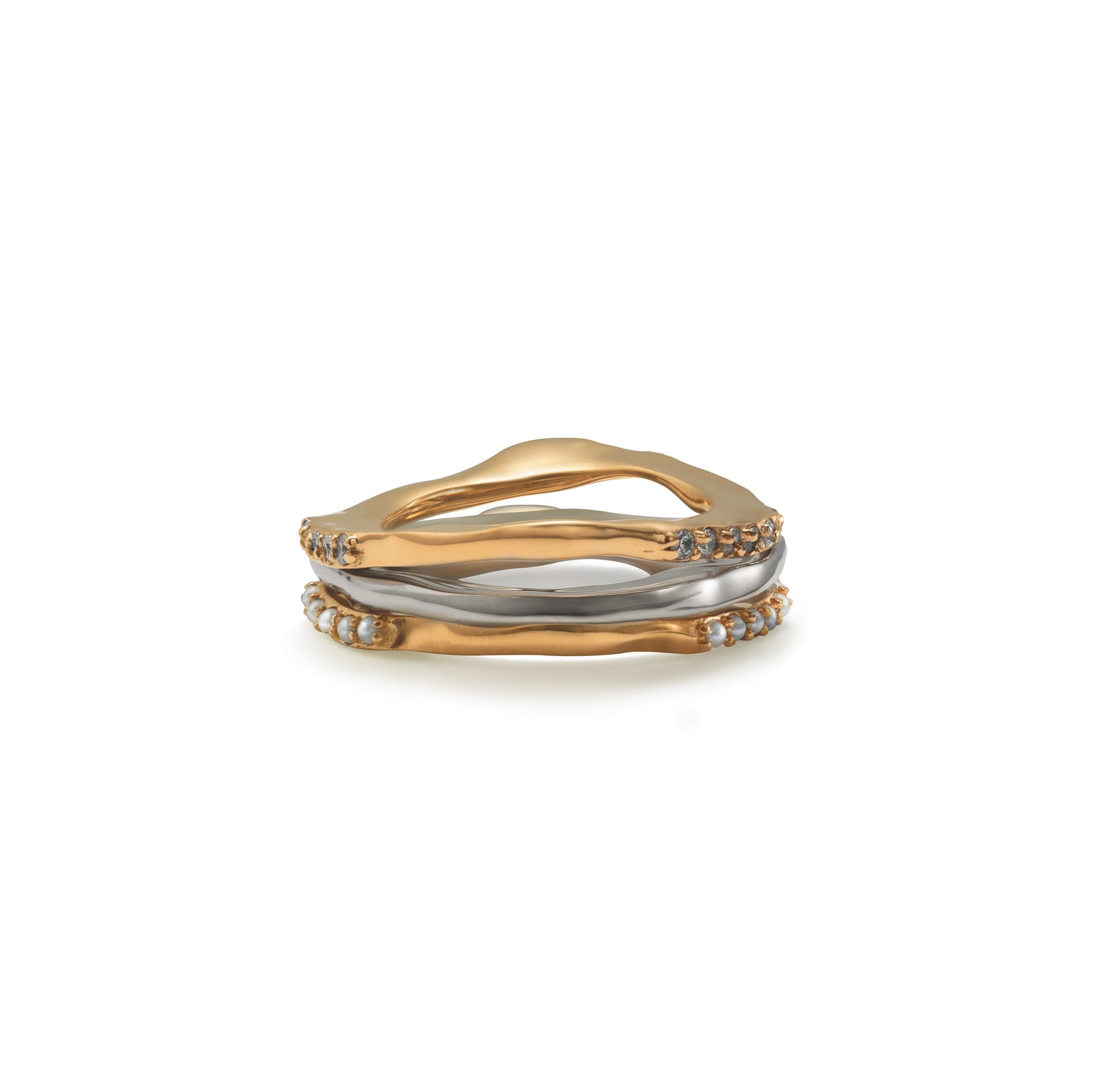 SET OF 3 MISMATCHED WAVE RINGS