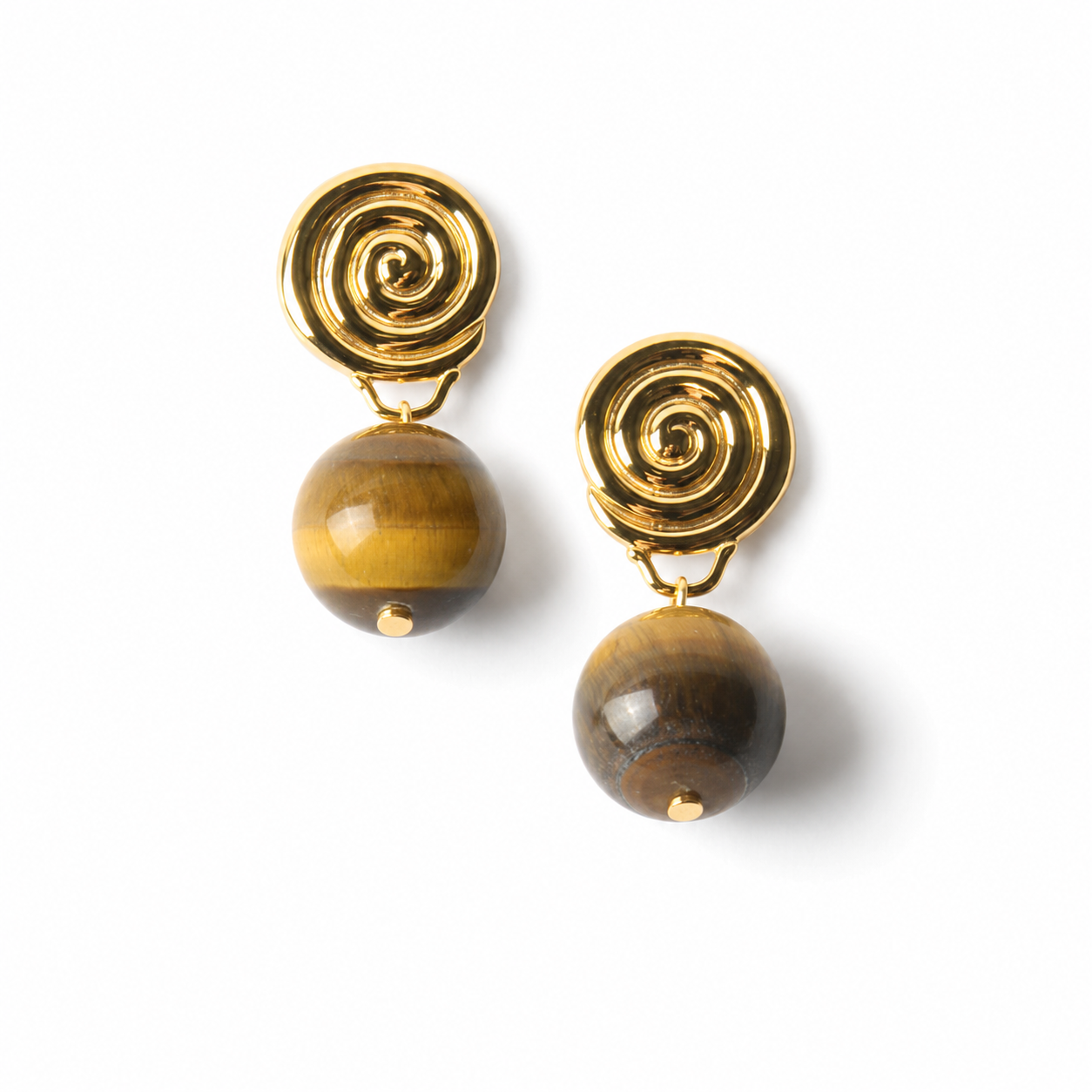 Boucles d'oreilles à perles en spirale avec œil de tigre