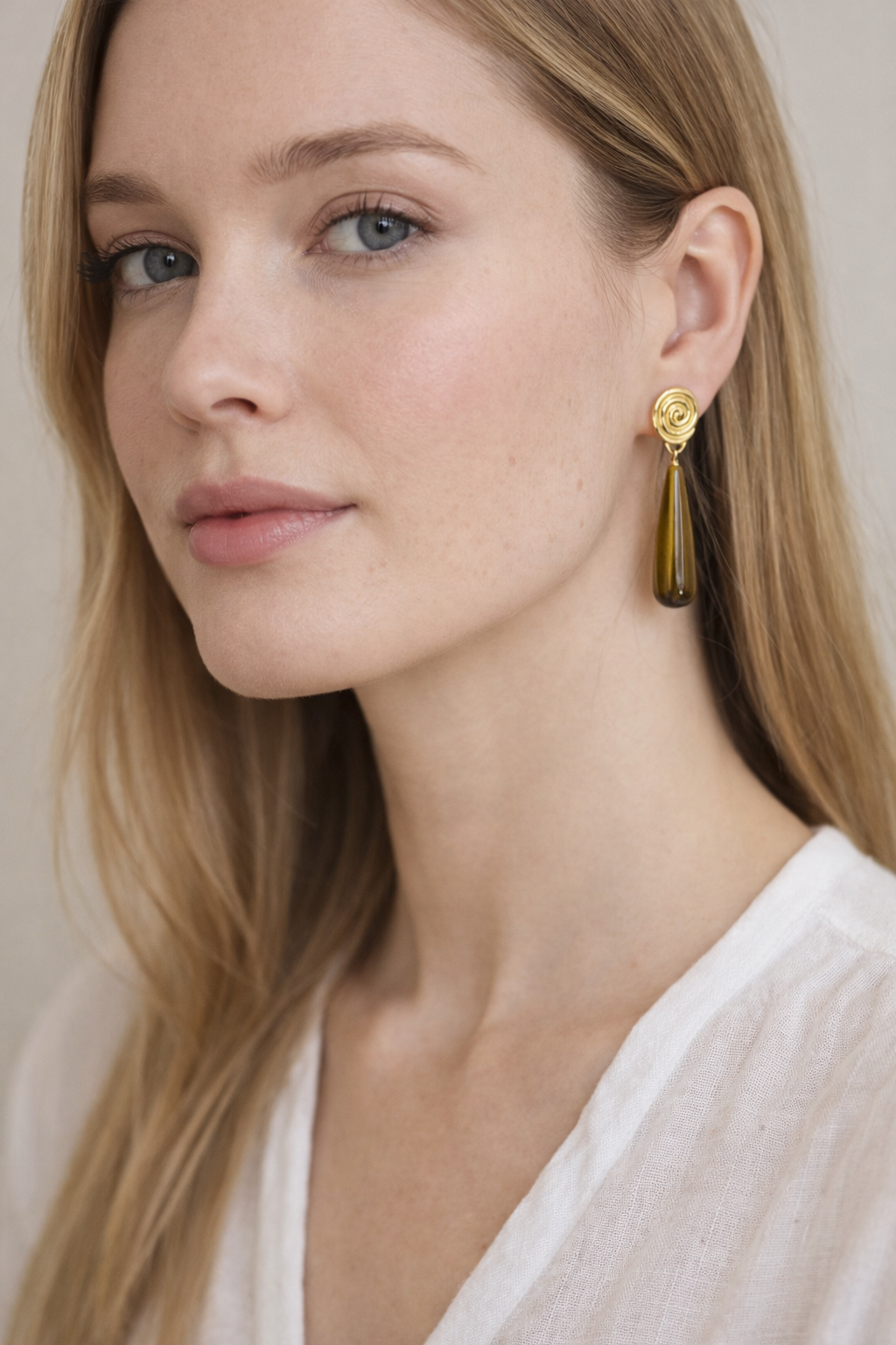 Swirl Tear Droplet Earrings Gold Plated with Tiger's Eye