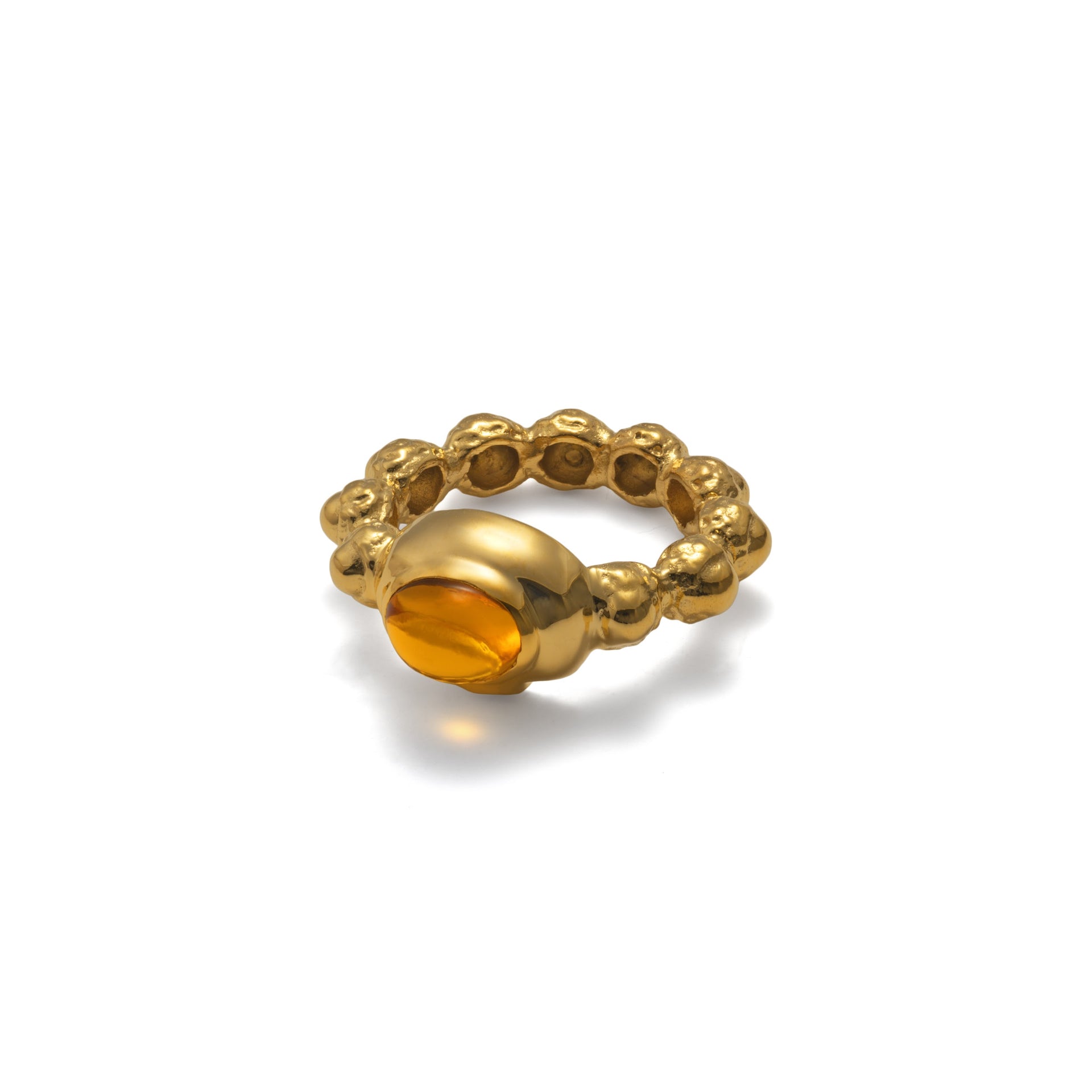 VINTAGE RING WITH CITRINE OVAL CABOCHON STONE