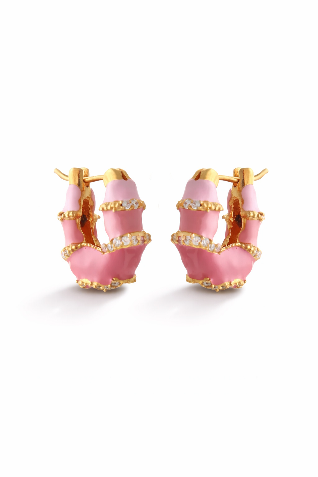 Mini Hoop Earrings with enamel and stones