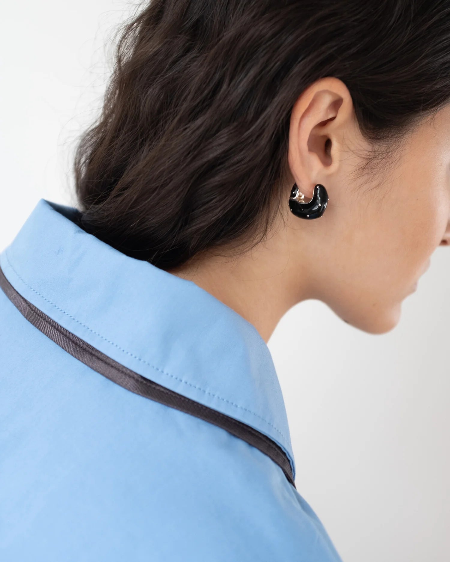 Iris Hoop Earrings Silver Plated with Enamel