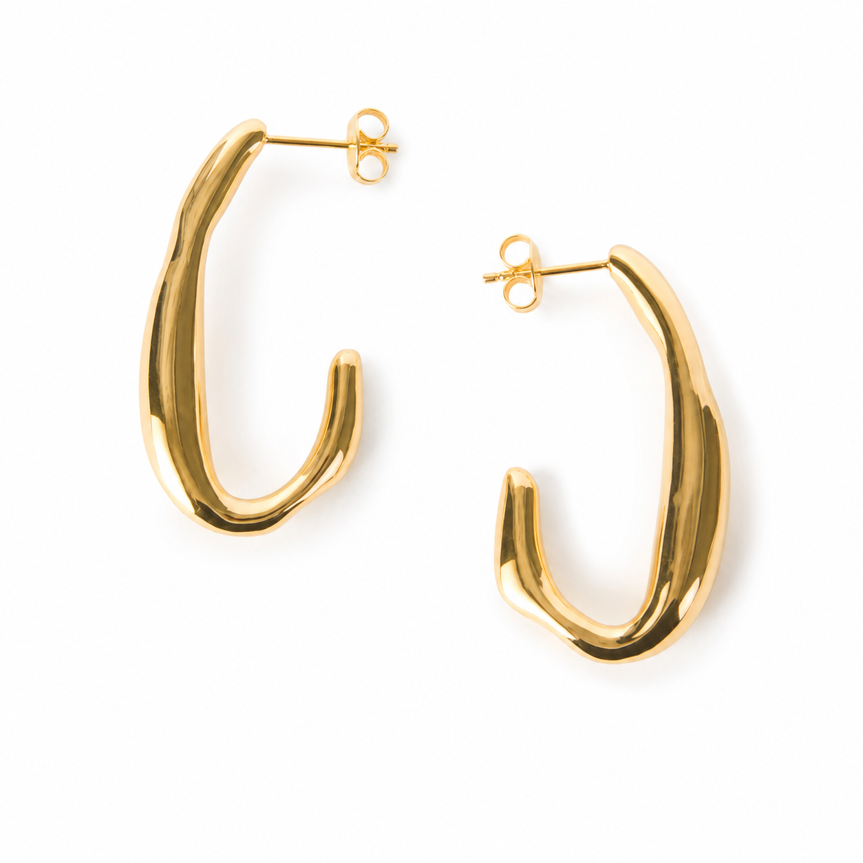 Oblong Hoops Gold Plated